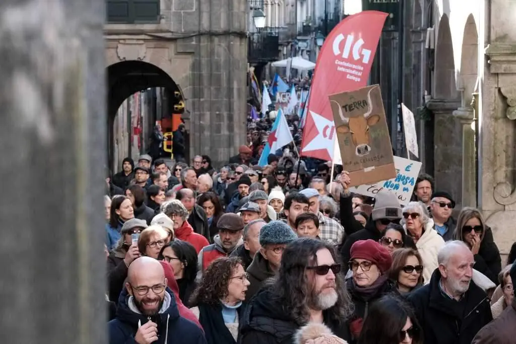 Manifestaci&oacute;n contra Altri en Santiago de Compostela. (Foto: Arxina)