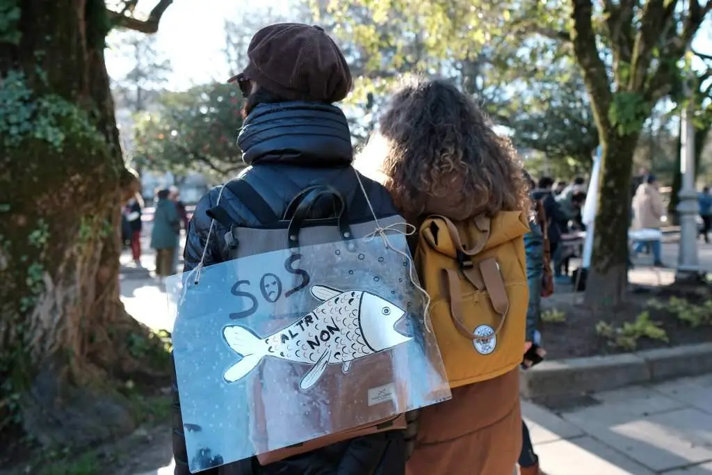 Manifestaci&oacute;n contra Altri en Santiago de Compostela. (Foto: Arxina)