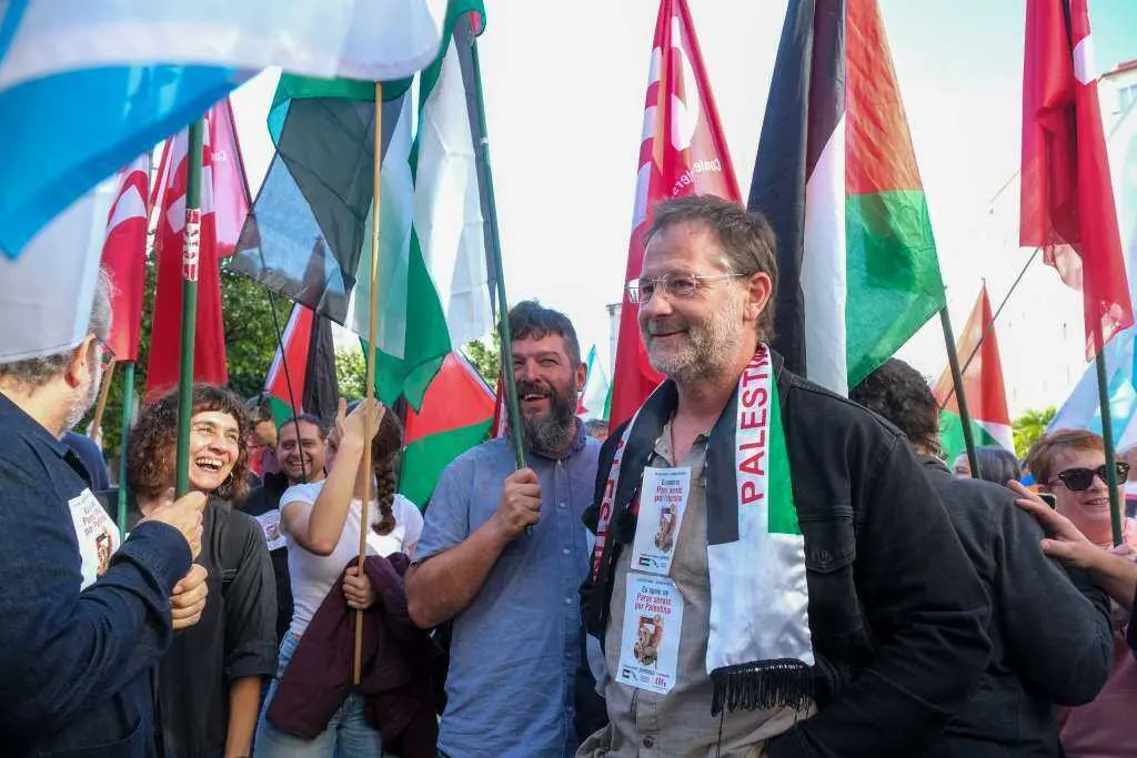 Mobilizaci&oacute;n en Compostela en solidariedade co pobo palestino. (Foto: Arxina)