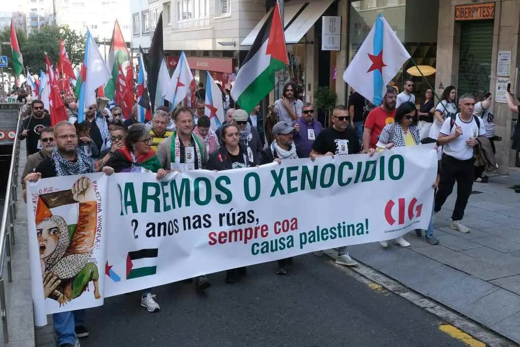 Mobilizaci&oacute;n en Compostela en solidariedade co pobo palestino. (Foto: Arxina)