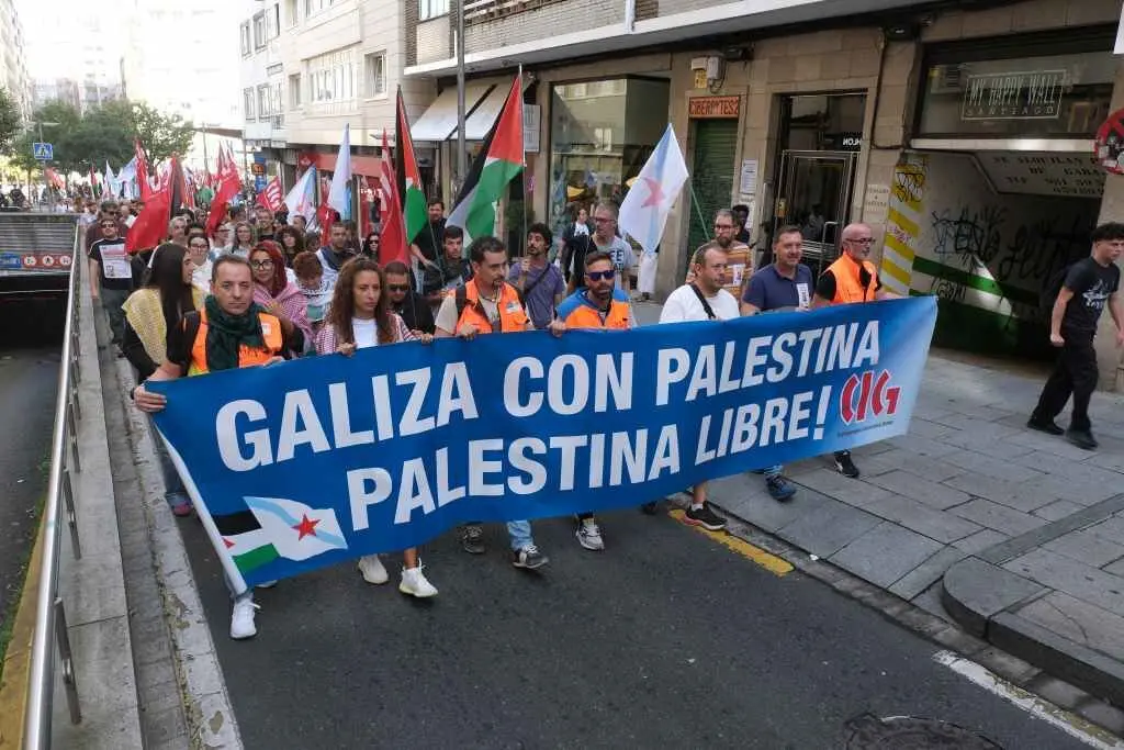 Mobilizaci&oacute;n en Compostela en solidariedade co pobo palestino. (Foto: Arxina)