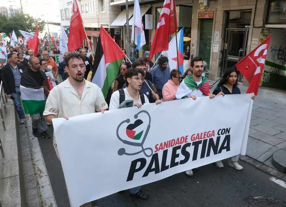 Mobilizaci&oacute;n en Compostela en solidariedade co pobo palestino. (Foto: Arxina)