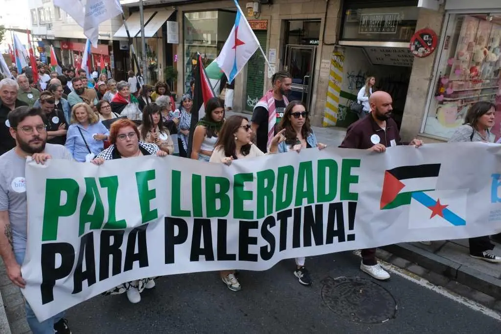 Mobilizaci&oacute;n en Compostela en solidariedade co pobo palestino. (Foto: Arxina)