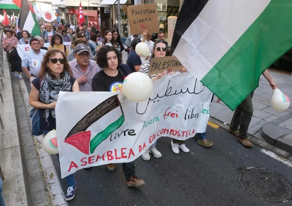 Mobilizaci&oacute;n en Compostela en solidariedade co pobo palestino. (Foto: Arxina)