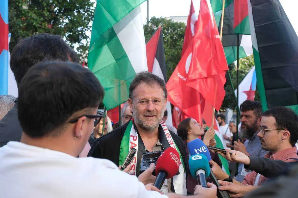Mobilizaci&oacute;n en Compostela en solidariedade co pobo palestino. (Foto: Arxina)