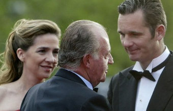 O Borbón con Urdangarín e a súa filla Cristina 