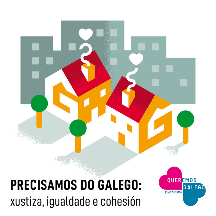 Cartaz de Queremos Galego para o 17 de maio.