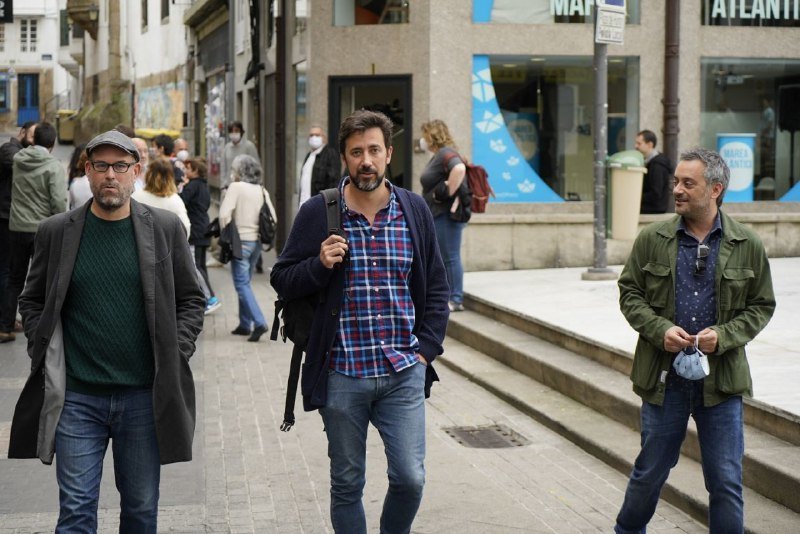 Martiño Noriega, Antón Gómez-Reino e Xulio Ferreiro este domingo na Coruña (En Común). Precampaña electoral.