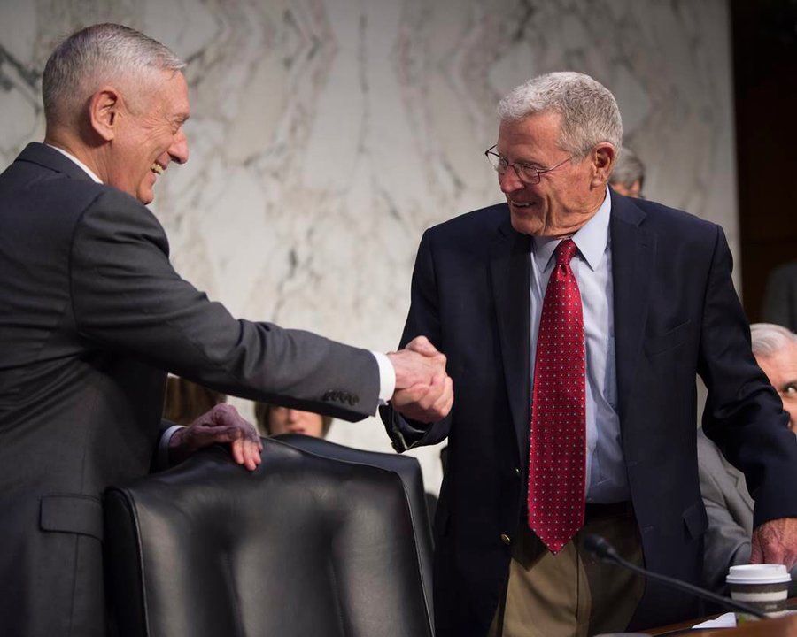 Secretary of Defense James N. Mattis, Under Secretary of Defense (Comptroller) David L. Norquist and Chairman of the Joint Chiefs of Staff Gen. Joseph F. Dunford Jr. testify on the DoD posture and fiscal year 2019 budget to the Senate Armed Services Committee, Washington, D.C., April 26, 2018. (DoD photo by Navy Mass Communication Specialist 1st Class Kathryn E. Holm)