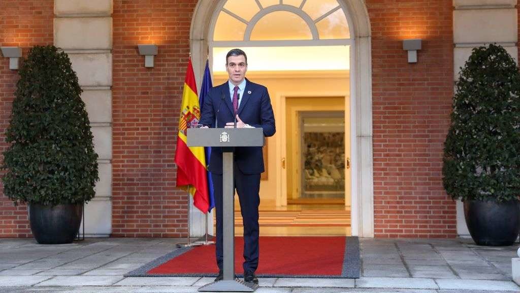 Sánchez durante o anuncio desta tarde. (Foto: M. Fernández / Pool / Europa Press)