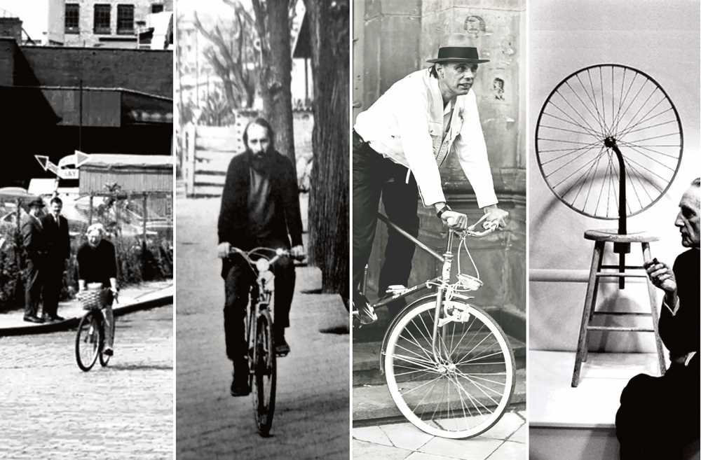 Activismo ciclourbano: J. Jacobs, NI; M. Gaviria, MAD; J. Beuys, DUS e M. Duchamp.