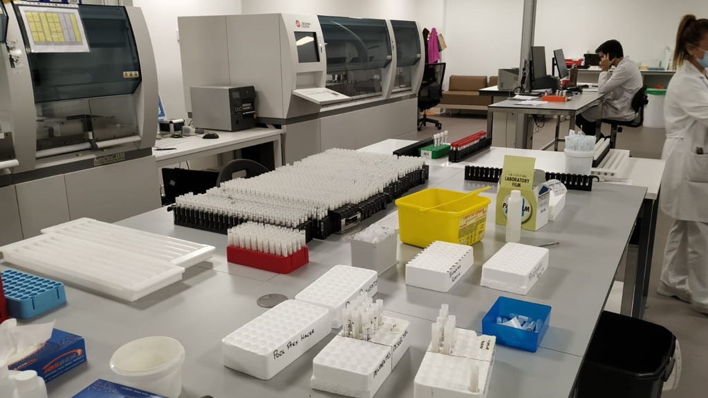Mostras para a realización de probas PCR mediante o sistema de 'pooling' na área sanitaria de Vigo. (Foto: Xunta da Galiza).