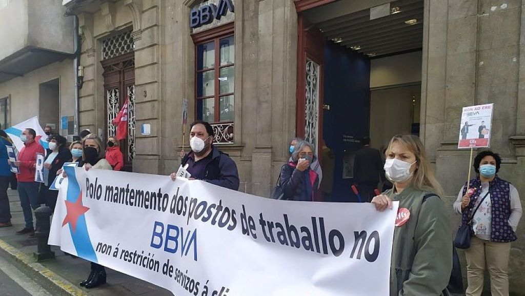 Protesta polos despedimentos previstos no BBVA. (Foto: CIG)