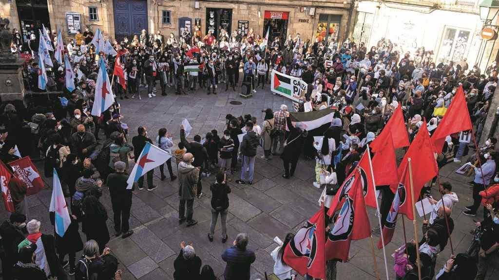 Cidades e vilas galegas acolleron na terza feira mobilizacións contra o masacre de Israel en Palestina. (Foto: Arxina)