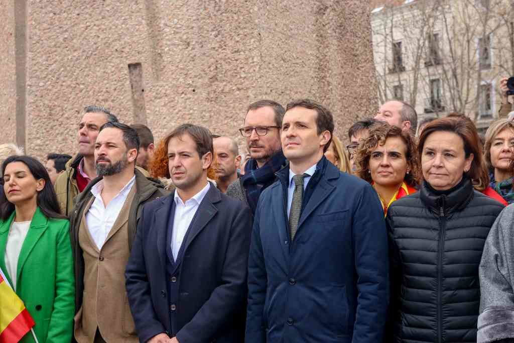 Os líderes de PP, Vox e Cs coincidiron na chamada foto de Colón en febreiro de 2019 (Foto: Europa Press)