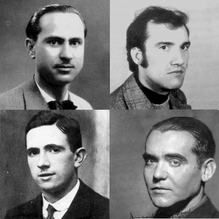 De esquerda a dereita e de arriba abaixo, Delgado Gurriárán, Vergara Vilariño, Casal e García Lorca.