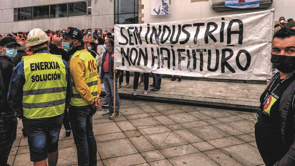 Manifestación dos traballadores de Vestas en Viveiro. (Foto: Europa Press)