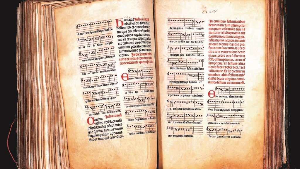 O 'Missale auriense' é o primeiro libro impreso con notación musical nos territorios do Estado español.