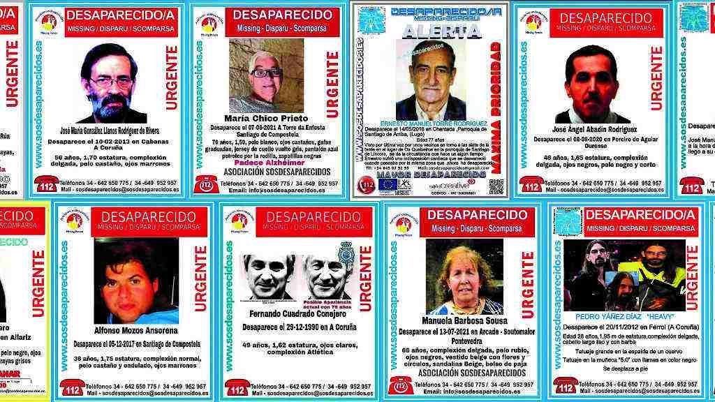 Algúns dos casos de persoas desaparecidas que seguen activos na Galiza (SOS Desaparecidos).