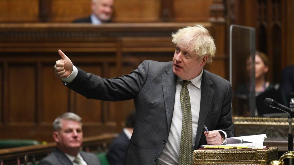O primeiro ministro do Reino Unido, Boris Johnson, nunha sesión parlamentaria (Foto: Europa Press).