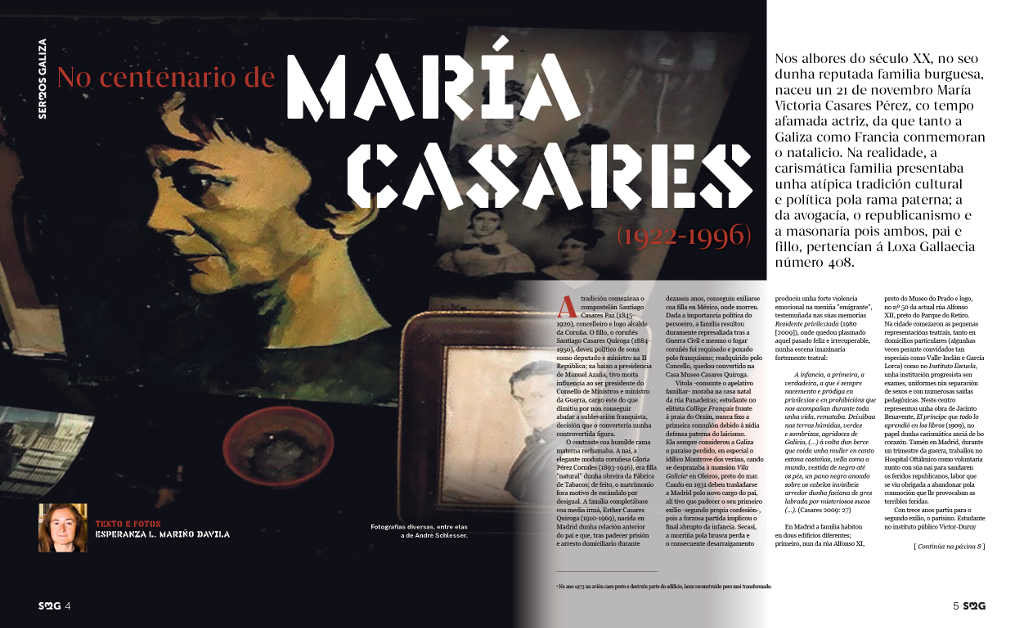 Reportaxe adicada a María Casares no semanario.