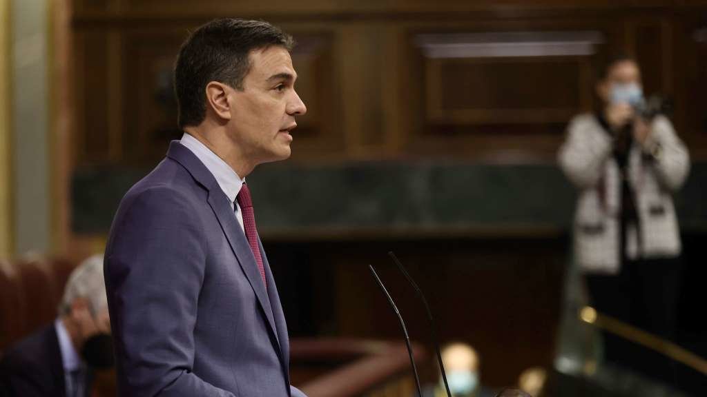 O presidente do Goberno estatal, Pedro Sánchez, esta cuarta feira, no Congreso (Foto: Eduardo Parra / Europa Press).