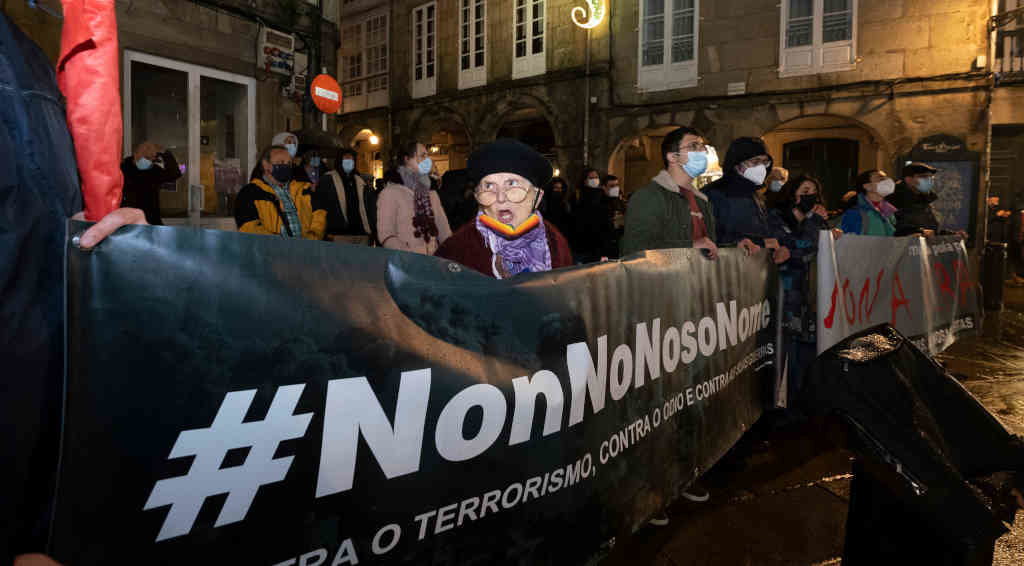 Mobilización de Non á Guerra en Compostela o 3 de marzo. (Foto: Arxina)