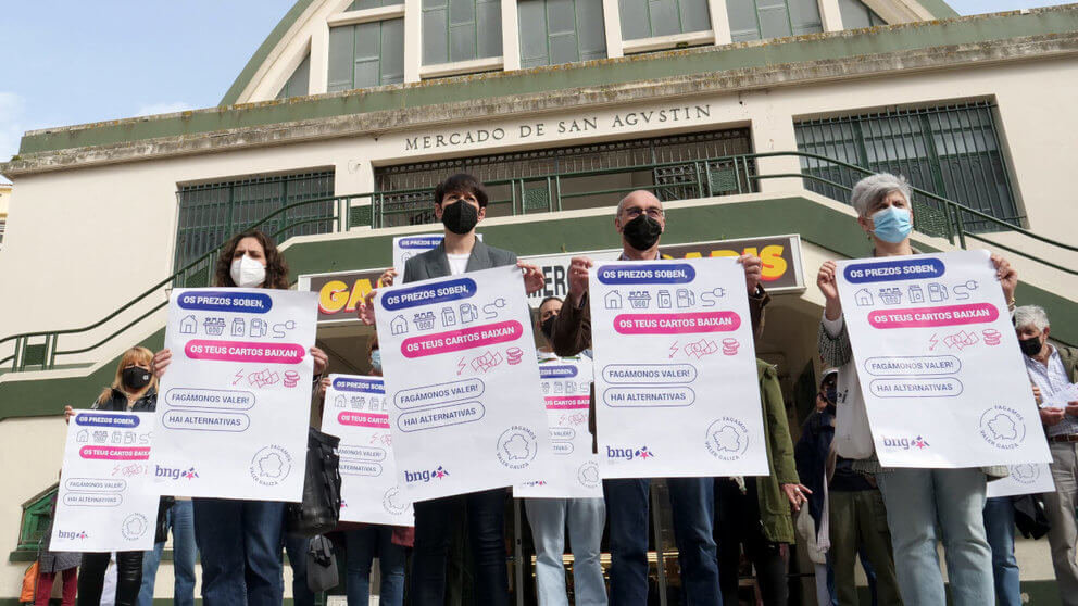 A voceira do BNG, Ana Pontón, nunha acto da campaña 'Os prezos soben, os teus cartos baixan'. (Foto: Nós DIario)