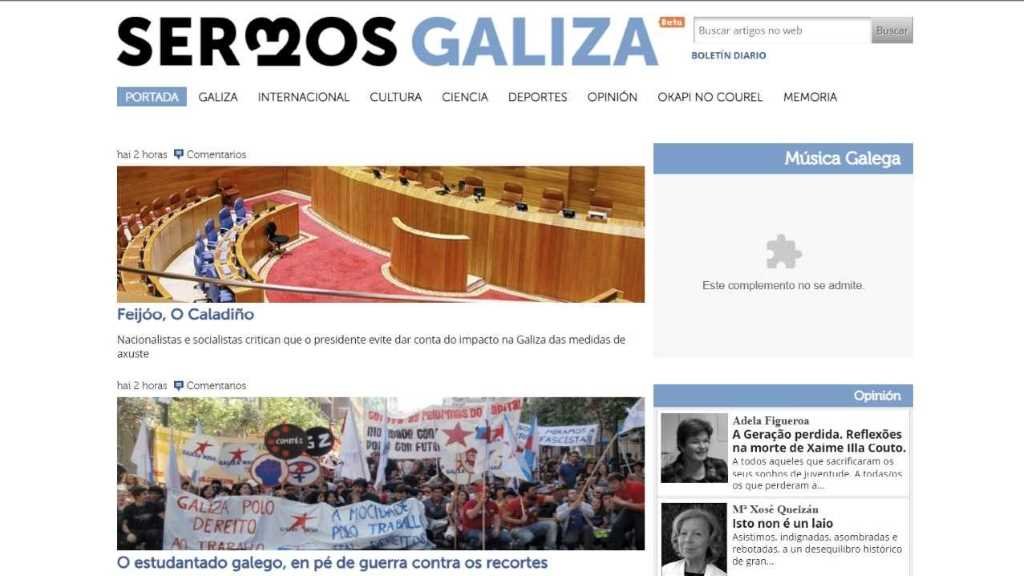 Capa de Sermos Galiza do 26 de abril de 2012, cando se publicou na rede.