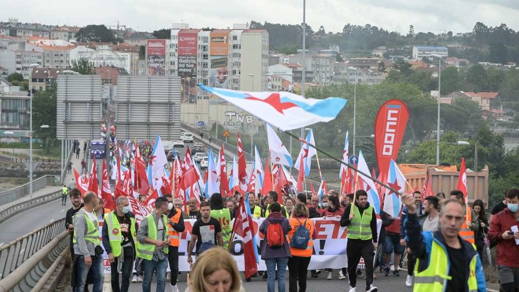 Manifestación na Coruña do sector do metal, esta cuarta feira. (Foto: M. Dylan / Europa Press)