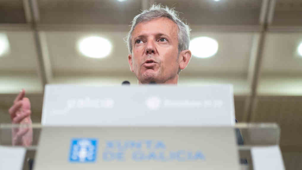 Alfonso Rueda nunha rolda de prensa após un Consello da Xunta en xuño. (Foto: Europa Press).