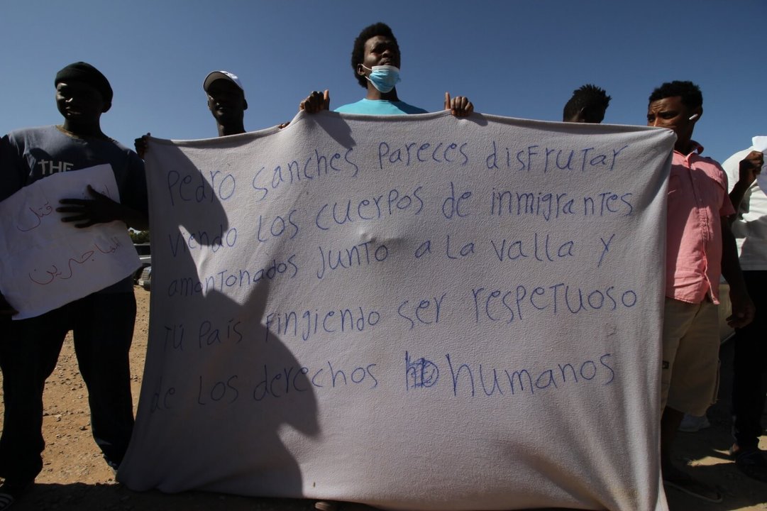Protesta do 27 de xullo contra a actuación marroquí no enreixado de Melilla. (Foto: Europa Press)