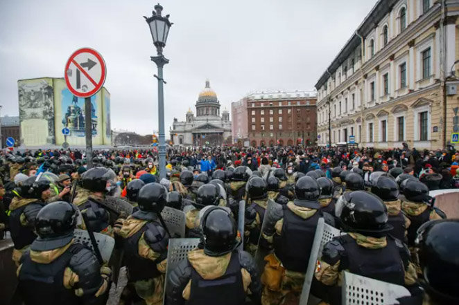 Protestas desta cuarta feira en Rusia. (Foto: Europa Press)
