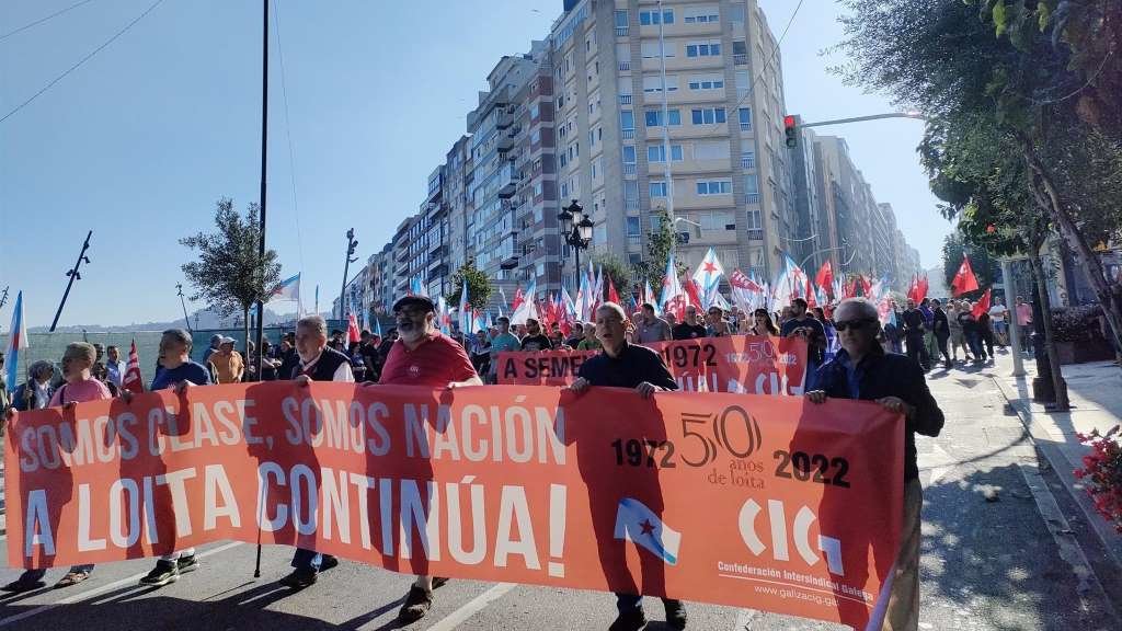 Manifestación da CIG polas rúas de Vigo, esta quinta feira. (Foto: Europa Press)