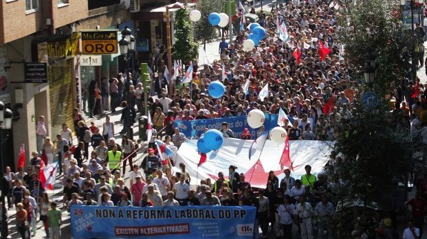 Manifestación contra o PP na folga xeral