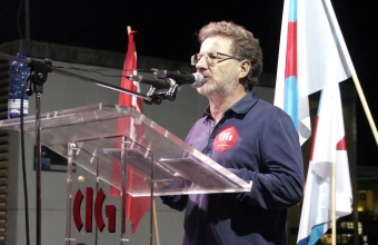 Suso Seixo, secretario xeral da CIG, palestrando onte en Vigo
