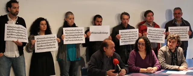 Momento da rolda de prensa de Queremos Galego o 18 de outubro en Compostela