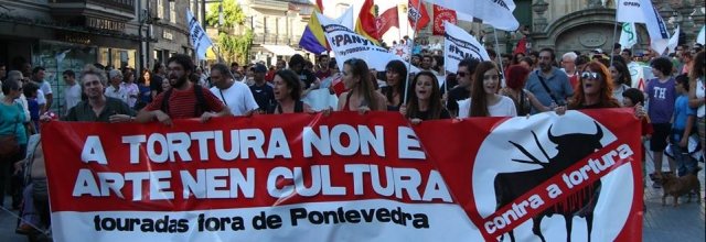 Manifestación contra as touradas en Pontevedra Foto: GZ Videos