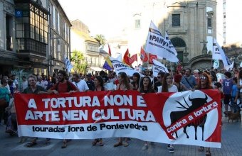 Manifestación contra as touradas en Pontevedra Foto: GZ Videos 