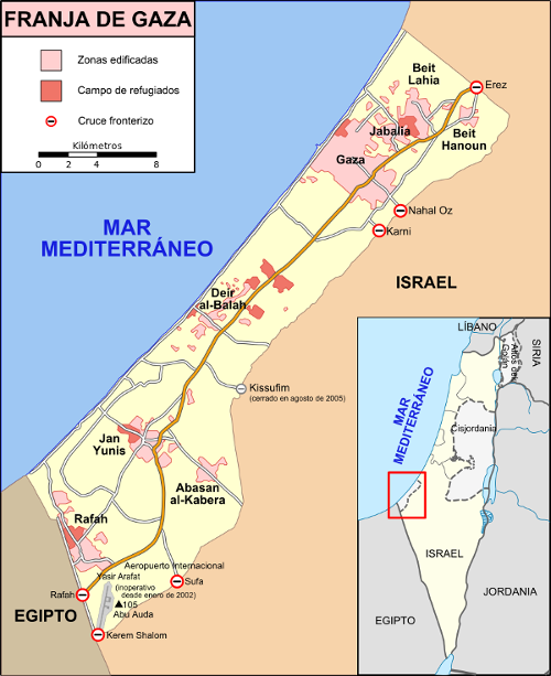 Mapa Faixa de Gaza