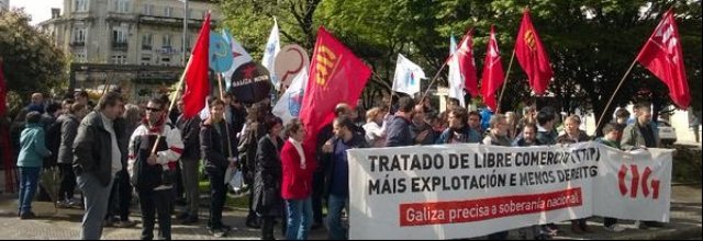 Protesta contra o TTIP en Compostela (Foto: CIG)