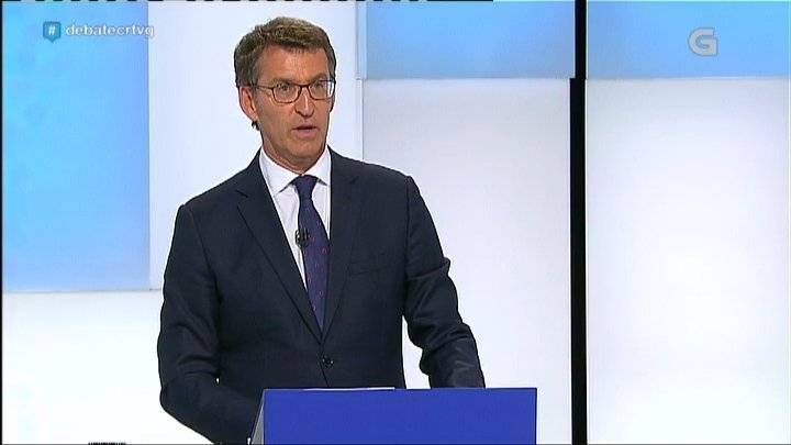 Feijóo durante o debate electoral (Foto: TVG)