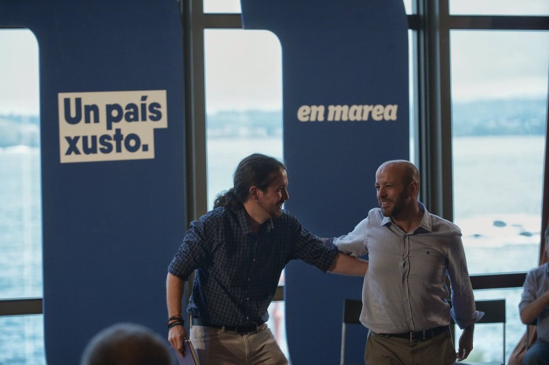 Iglesias e Villares durante o mitin na Coruña (Foto: En Marea)