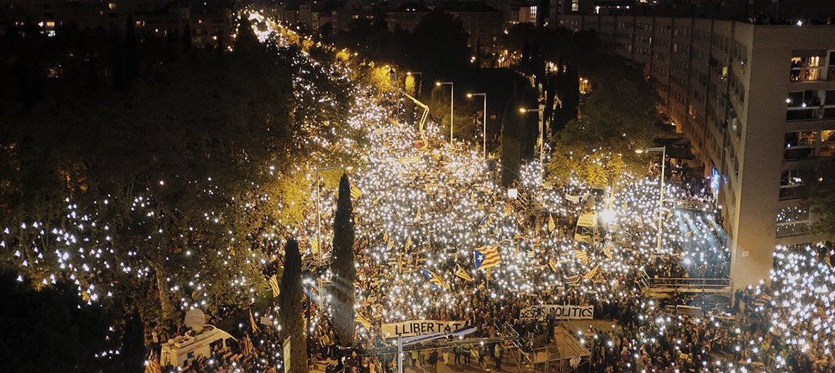 Manifestación pola liberdade dos presos políticos Barcelona 11 de novembro de 2017.