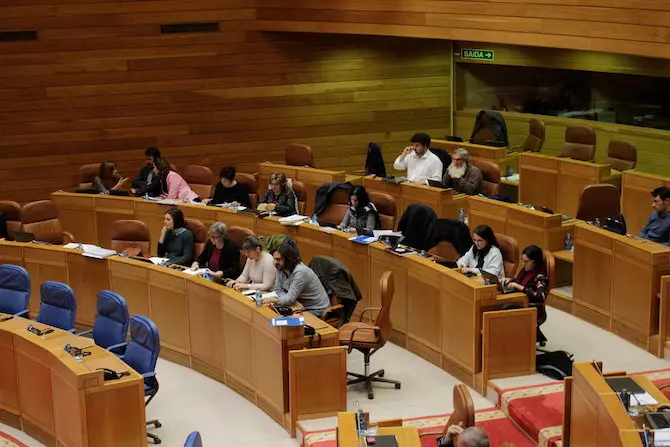 Bancadas da oposici&oacute;n no Parlamento galego. Debate ILP Mesa pola Normalizaci&oacute;n Ling&uuml;&iacute;stica sobre o avanzo do galego no &aacute;mbito socio-econ&oacute;mico.