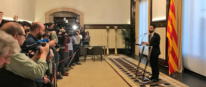 Roger Torrent, comparecencia no Parlament. 30 de xaneiro de 2018.