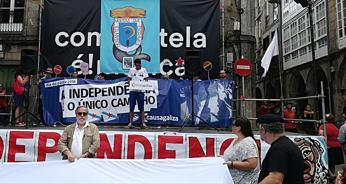 O ex preso independentista Raúl Santim le o manifesto de Causa Galiza. Día da Patria Galega 2018.