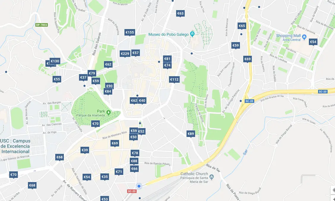 mapa airbnb
