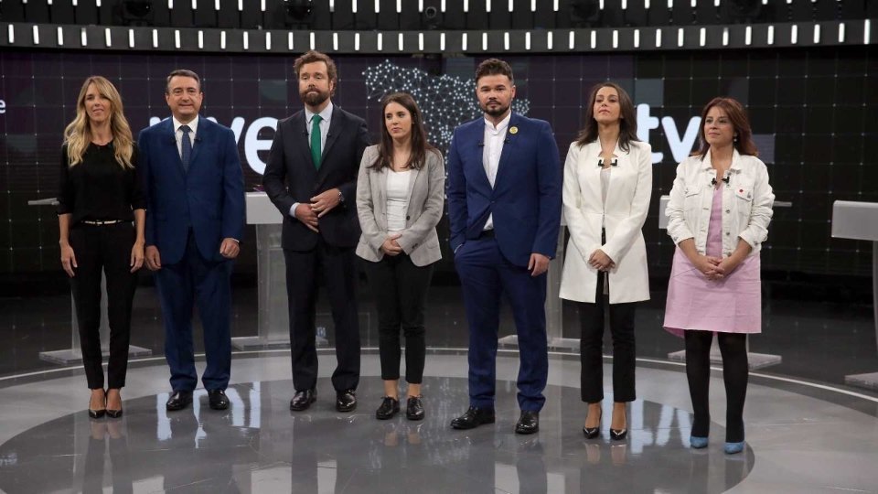 As representantes que tomaron parte no primeiro debate electoral da campaña do 10-N [Imaxe: RTVE]