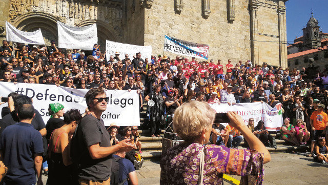 Máis de 200 profesionais da CRTVG participaron nunha manifestación no verán de 2018 (Imaxe: Europa Press)